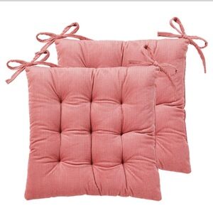 Pink Corduroy Tufted Chair Cushions-Set of 2